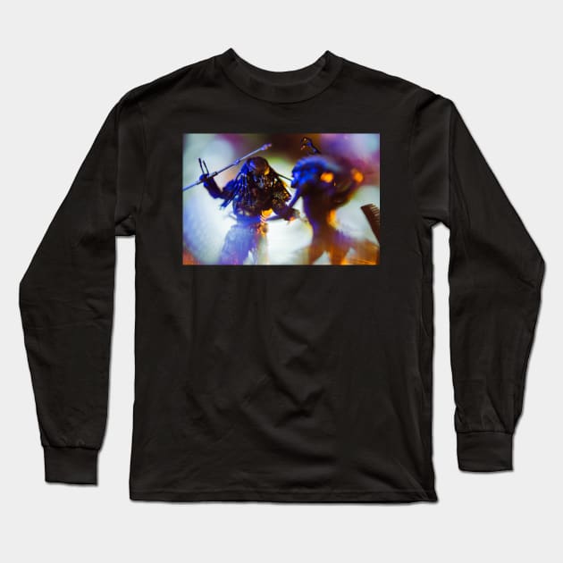 Celtic Predator vs Grid Alien Long Sleeve T-Shirt by Mikes Monsters